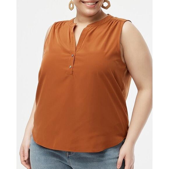 J. Crew Factory Sleeveless V-neck popover top Redwood Branch 3X - Picture 1 of 5